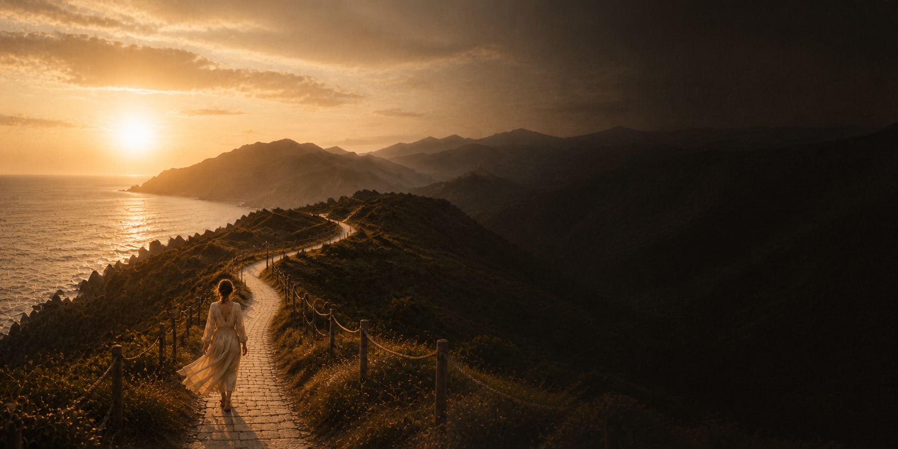 A warm stone path leading toward a new horizon
